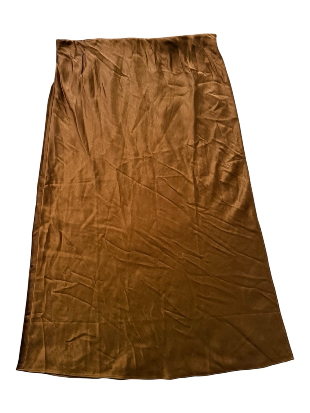 Madewell Layton Midi Satin Slip Skirt Brown Size 8 NWT